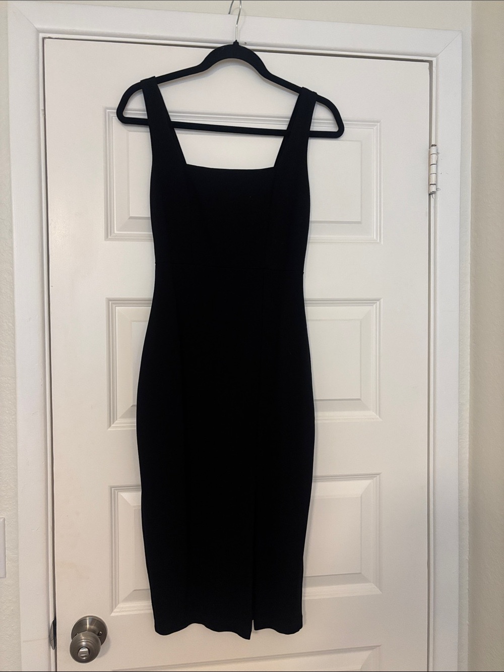 Lulu's Black Square-Neck Midi Dress with Wide Straps
